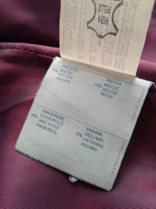 Giacca trench in vera pelle vintage bordeaux