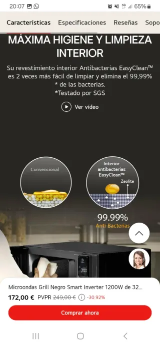 Microondas LG Grill 32L Alta Gama