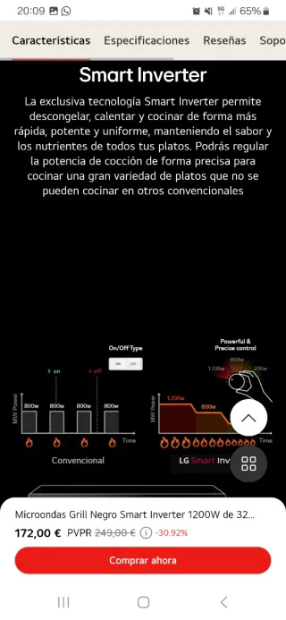 Microondas LG Grill 32L Alta Gama