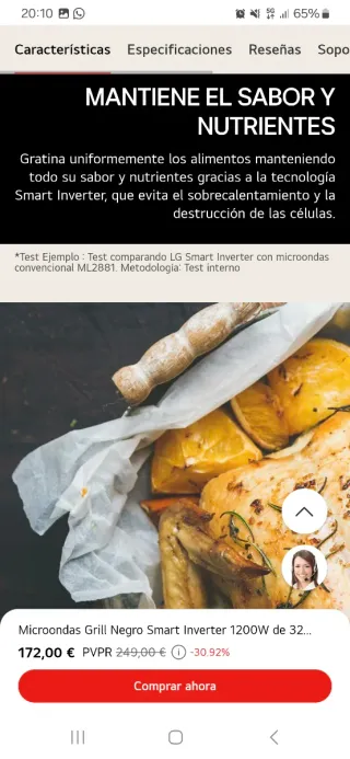 Microondas LG Grill 32L Alta Gama