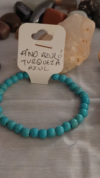 2 Pulseras Piedra Turquesa Roja y Azul