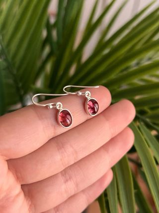 Pendientes Mineral Rubelita Plata 925