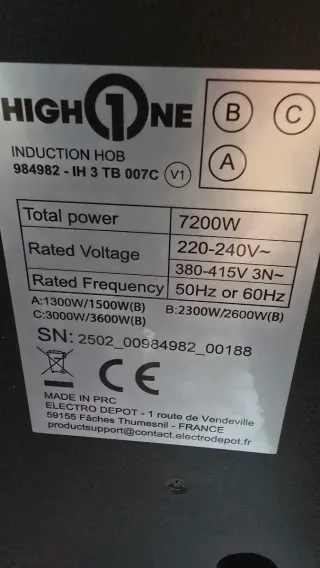 Placa de inducción High One 3 fuegos