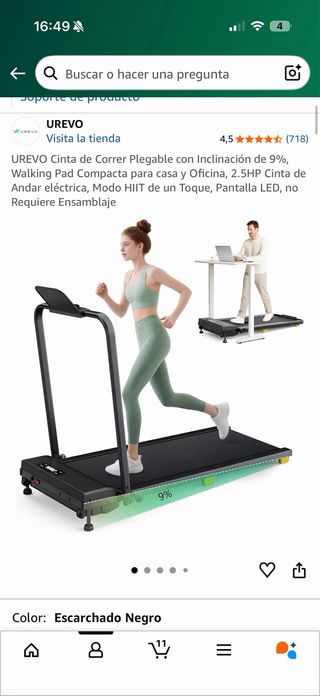 Cinta de correr negra Urevo