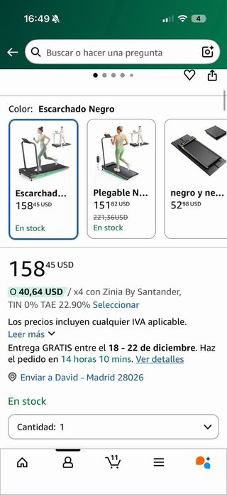 Cinta de correr negra Urevo