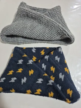 2 Cuellos Bufanda Niños Gris y Multicolor