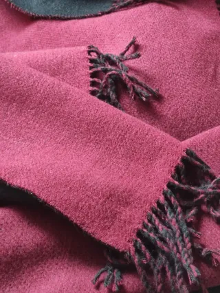 Poncho Vintage Reversible Negro/Granate Talla Únic