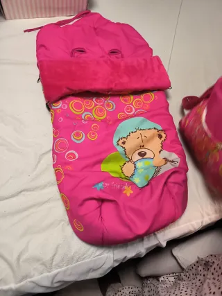 Saco y bolso para carrito de bebé rosa