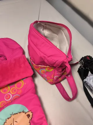 Saco y bolso para carrito de bebé rosa