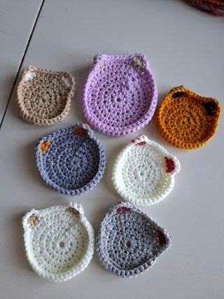 Sottobicchieri/Sotto Tazzine Uncinetto Gattino