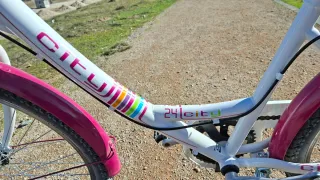 Bicicleta City niña 24" blanca y rosa