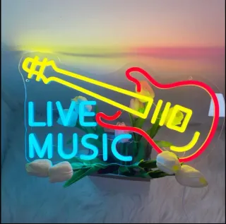 Lampada Neon LED Chitarra "LIVE Music"