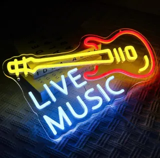 Lampada Neon LED Chitarra "LIVE Music"