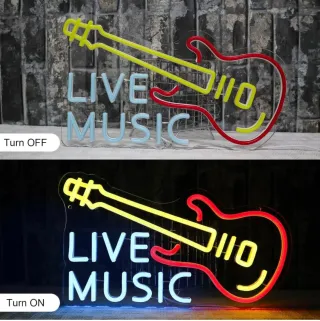 Lampada Neon LED Chitarra "LIVE Music"