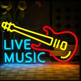 Lampada Neon LED Chitarra "LIVE Music"