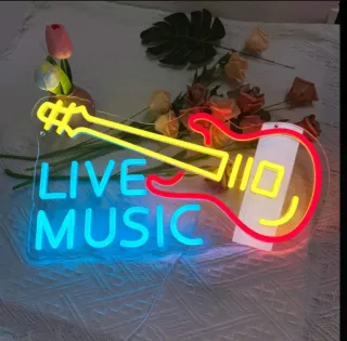 Lampada Neon LED Chitarra "LIVE Music"