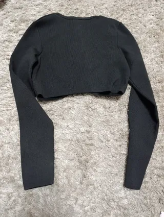 Blusa Zara Negra Manga Larga Crop Top