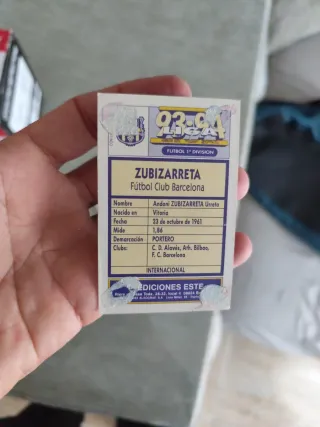 Cromo Zubizarreta Fútbol C. Barcelona 93-94