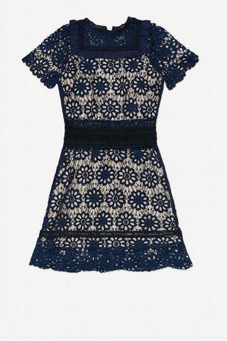 Nuevo Vestido fiesta azul encaje XS