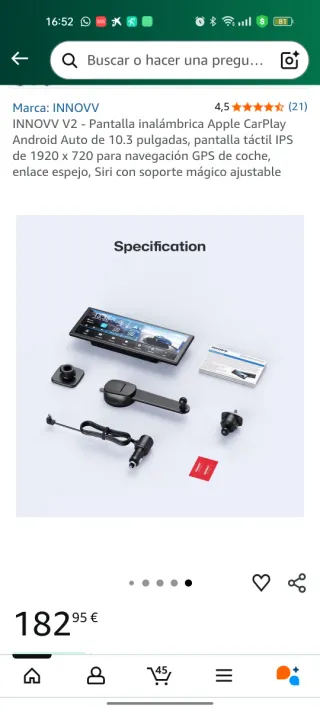 Pantalla CarPlay INNOVV V2 Inalámbrica