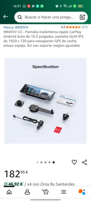 Pantalla CarPlay INNOVV V2 Inalámbrica