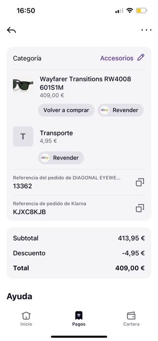 Gafas Ray-Ban Wayfarer Transitions Negras RW4008