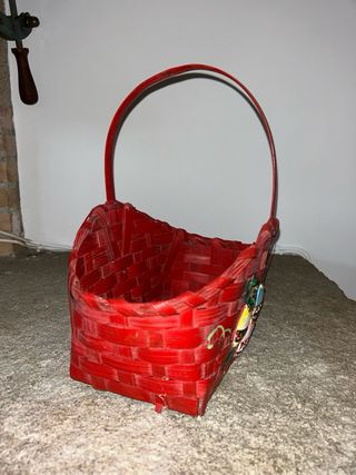 Cesta bambú roja Navidad