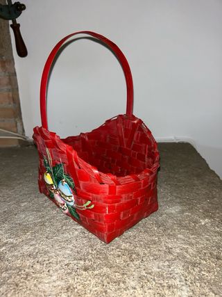 Cesta bambú roja Navidad