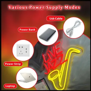 Lampada Neon LED "LIVE JAZZ" Sax