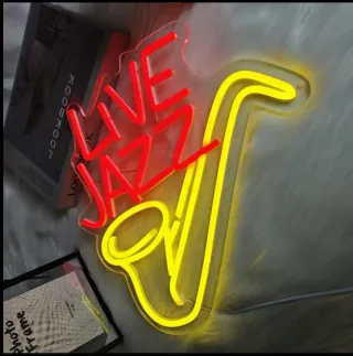 Lampada Neon LED "LIVE JAZZ" Sax