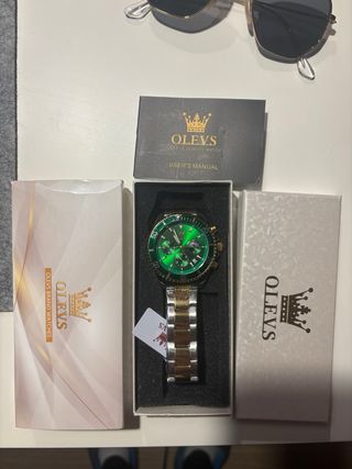Reloj Olevs Verde y Dorado