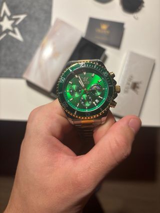 Reloj Olevs Verde y Dorado