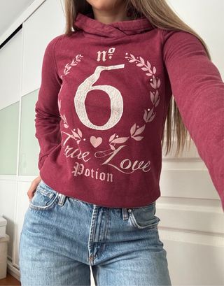 Sudadera granate con estampado Try Love Potion