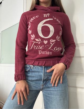 Sudadera granate con estampado Try Love Potion