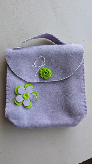 Borsetta Lilla Feltro Fiori Handmade Bambina