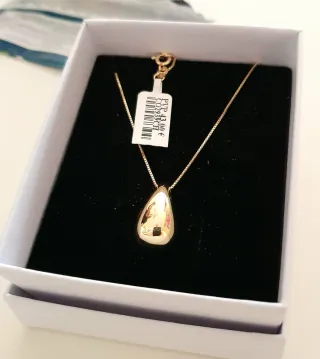 Colgante Silver Diez diseño de gota baño Oro 18k