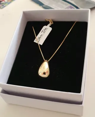 Colgante Silver Diez diseño de gota baño Oro 18k