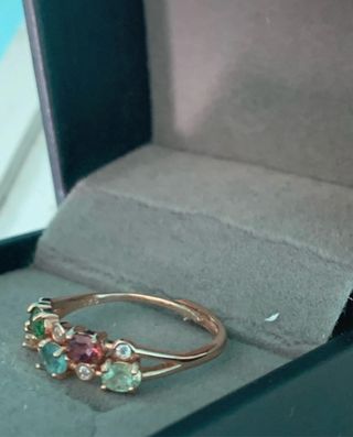 Anillo Plata Turmalinas Multicolor