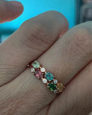 Anillo Plata Turmalinas Multicolor