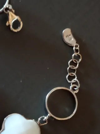 Pulsera Plata 925 Corazón Blanco y Negro