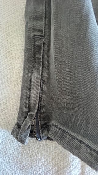 Jeans Zara Gris Talla 34 Tiro Medio