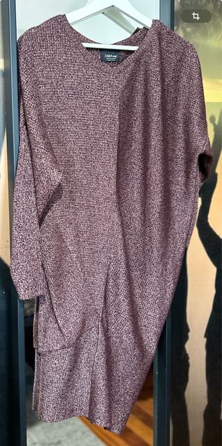 Jersey- vestido Zara punto dorado y rosa