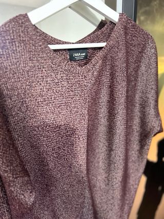 Jersey- vestido Zara punto dorado y rosa