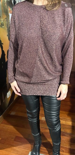 Jersey- vestido Zara punto dorado y rosa