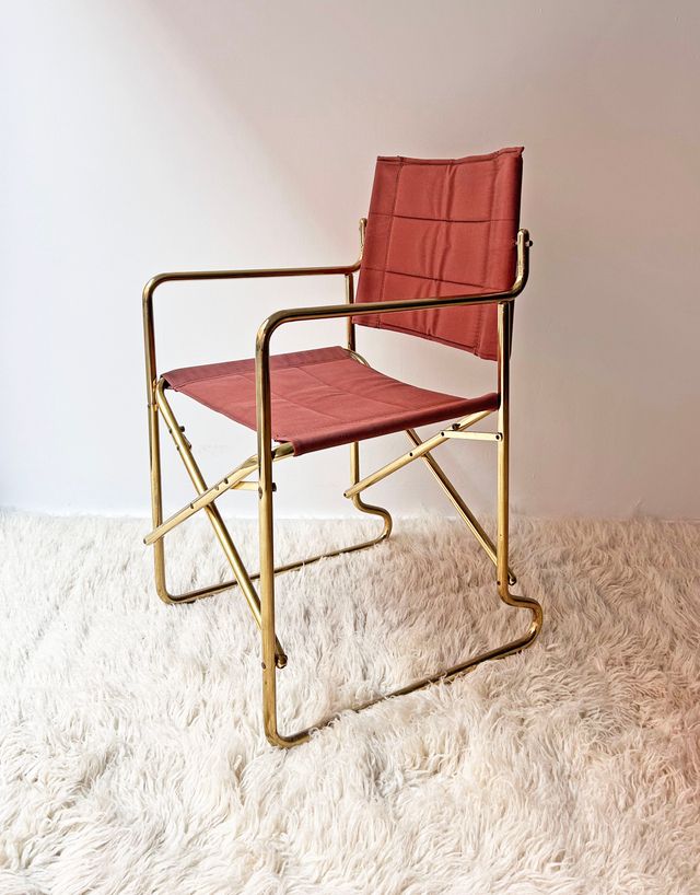 SET DE 8 SILLAS PLEGABLES EN DORADO, AÑOS 80