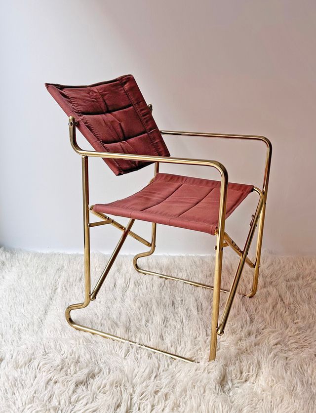 SET DE 8 SILLAS PLEGABLES EN DORADO, AÑOS 80