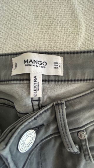 Jeans Mango grises talla 34 tiro medio