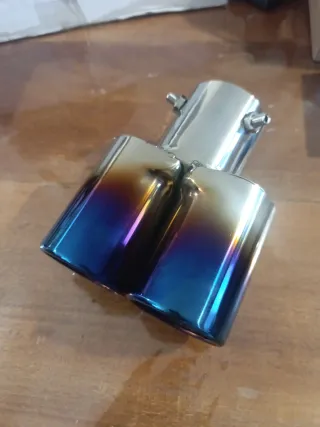 Cola de escape doble cromada 63 mm