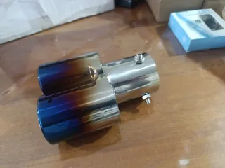 Cola de escape doble cromada 63 mm