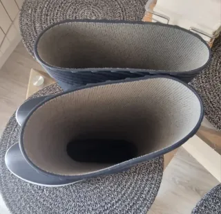 Botas de agua azul y blanco